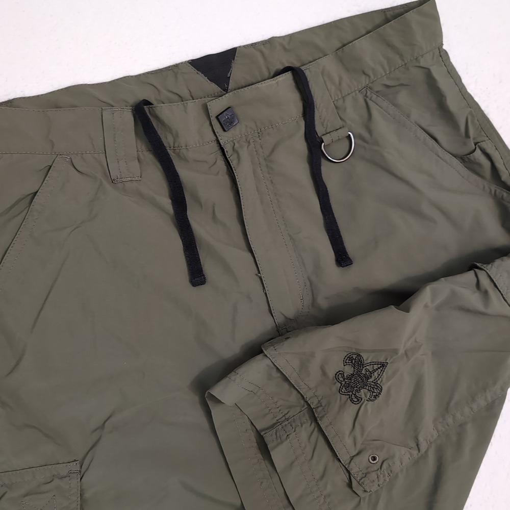 Boy‎ Scouts Cargo Shorts Adult Size M Olive Green Supplex Nylon Elastic Waist